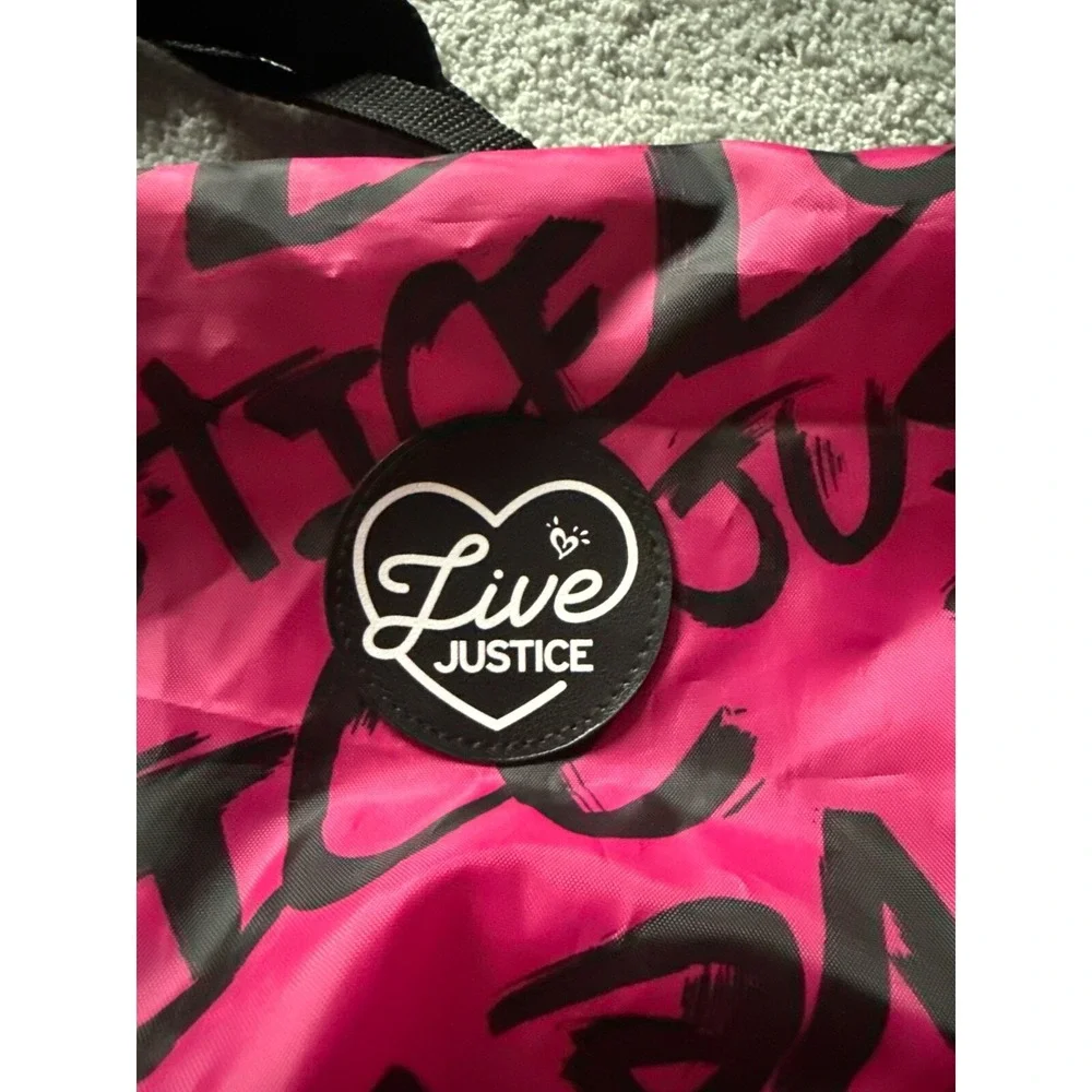 NEW 2019 Justice Girls Duffel Bag Live Justice Print 20x15 Overnight Travel Tote